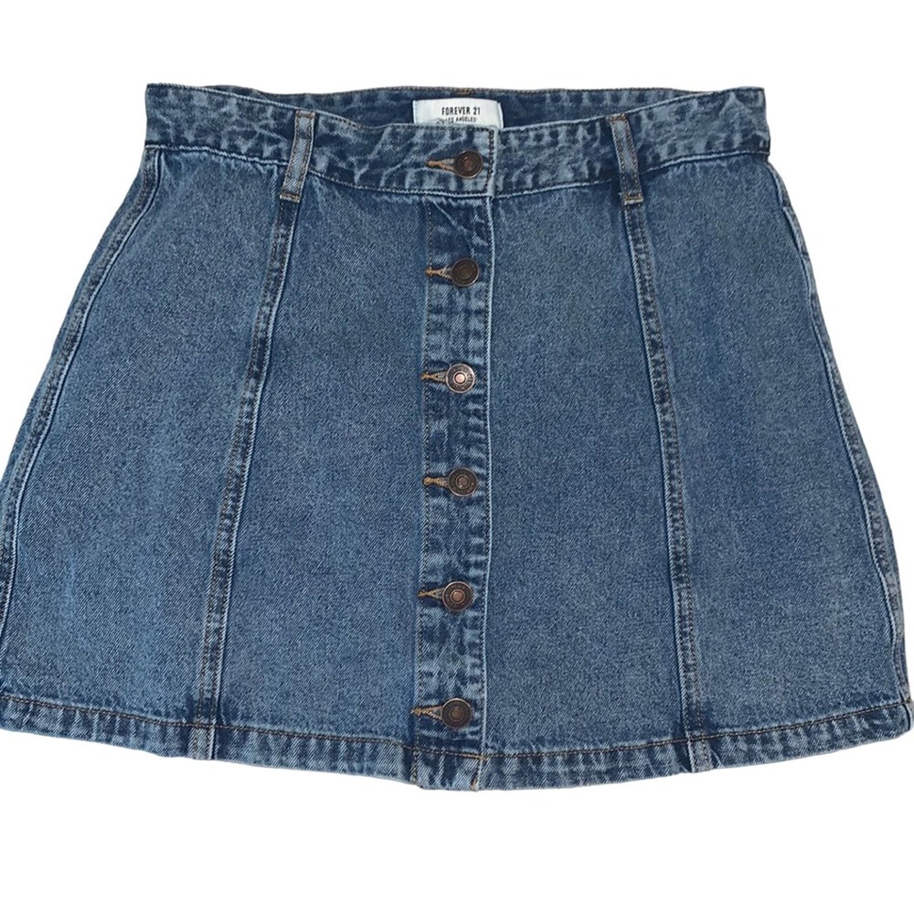 NWOT Forever 21 denim button skirt L
